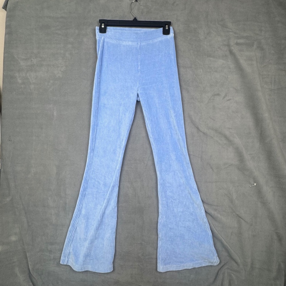 Aerie Corduroy Flare Leggings Light Blue Ribbed High Waist XS Short Pants - Picture 6 of 7
